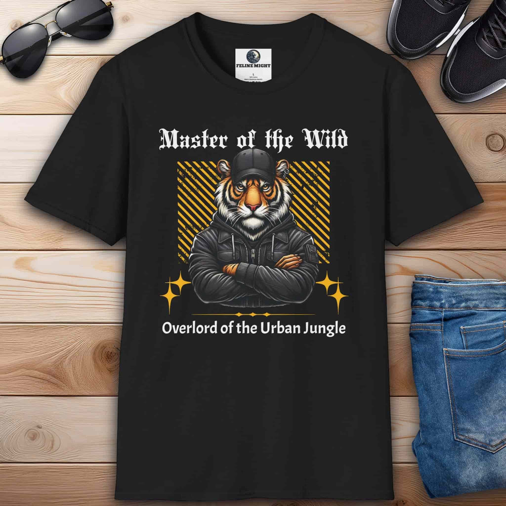 A black Urban Jungle Master Tiger Tee featuring a bold tiger graphic and the text 'Overlord of the Urban Jungle'.